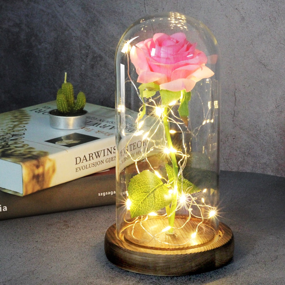 Artificial eternal rose LED light