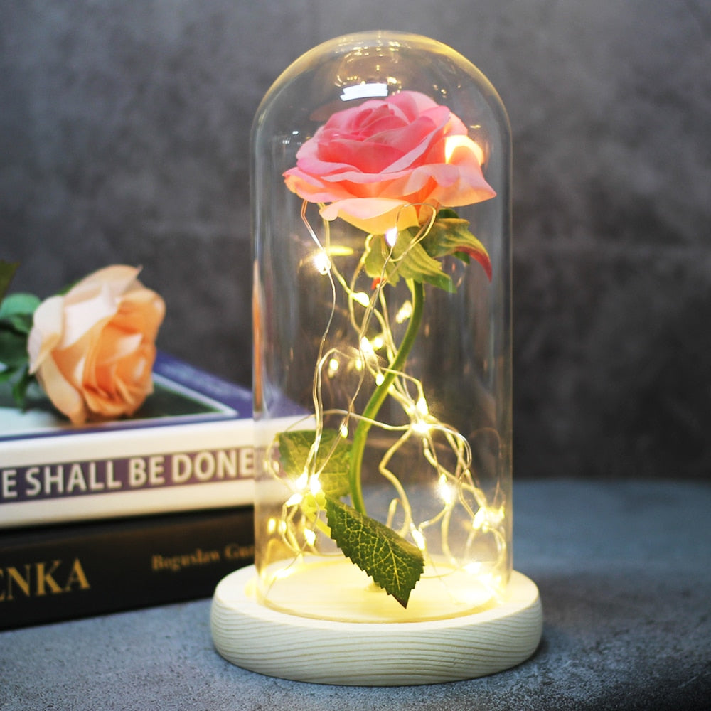 Artificial eternal rose LED light