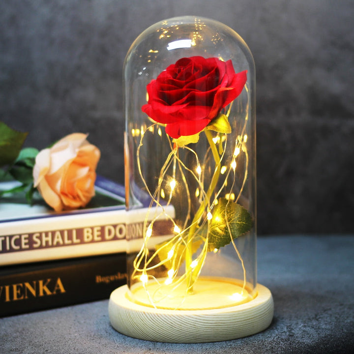 Artificial eternal rose LED light