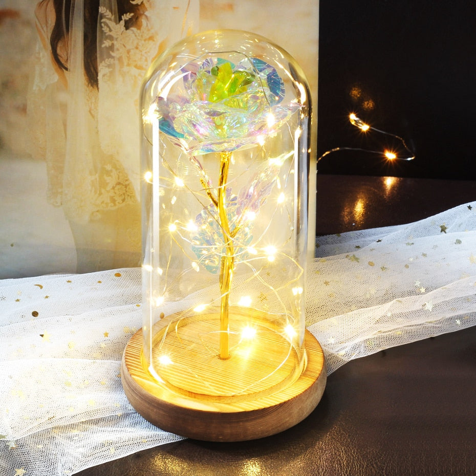 Artificial eternal rose LED light