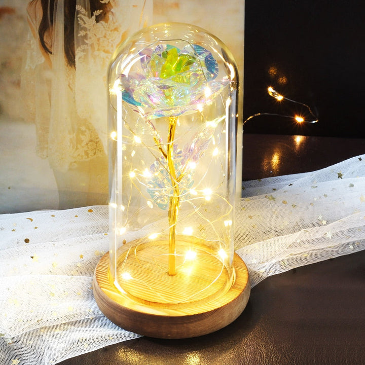 Artificial eternal rose LED light