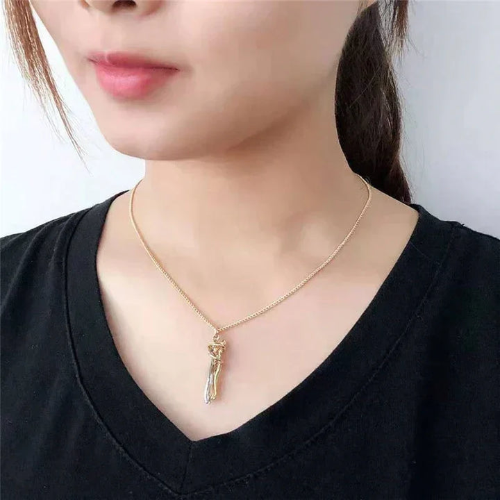 Umarmungs-Herz Anhänger Kette | Edelstahlkette mit Messing-Anhänger | Symbol für Liebe &amp; Verbundenheit | Geschenkidee