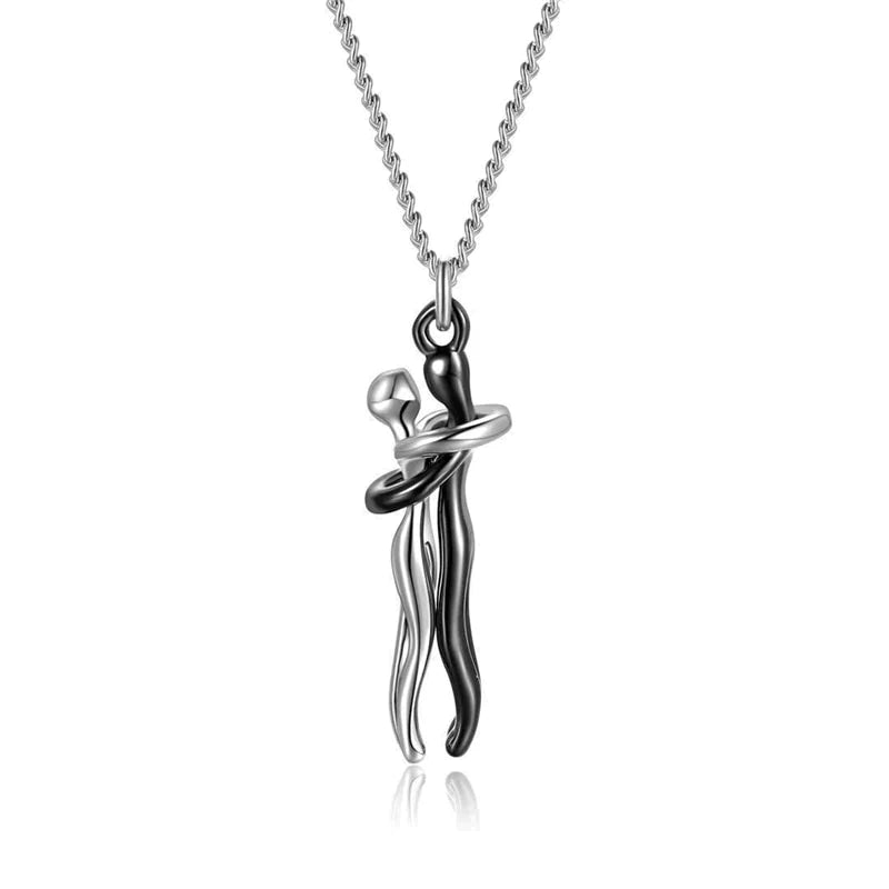 Umarmungs-Herz Anhänger Kette | Edelstahlkette mit Messing-Anhänger | Symbol für Liebe &amp; Verbundenheit | Geschenkidee