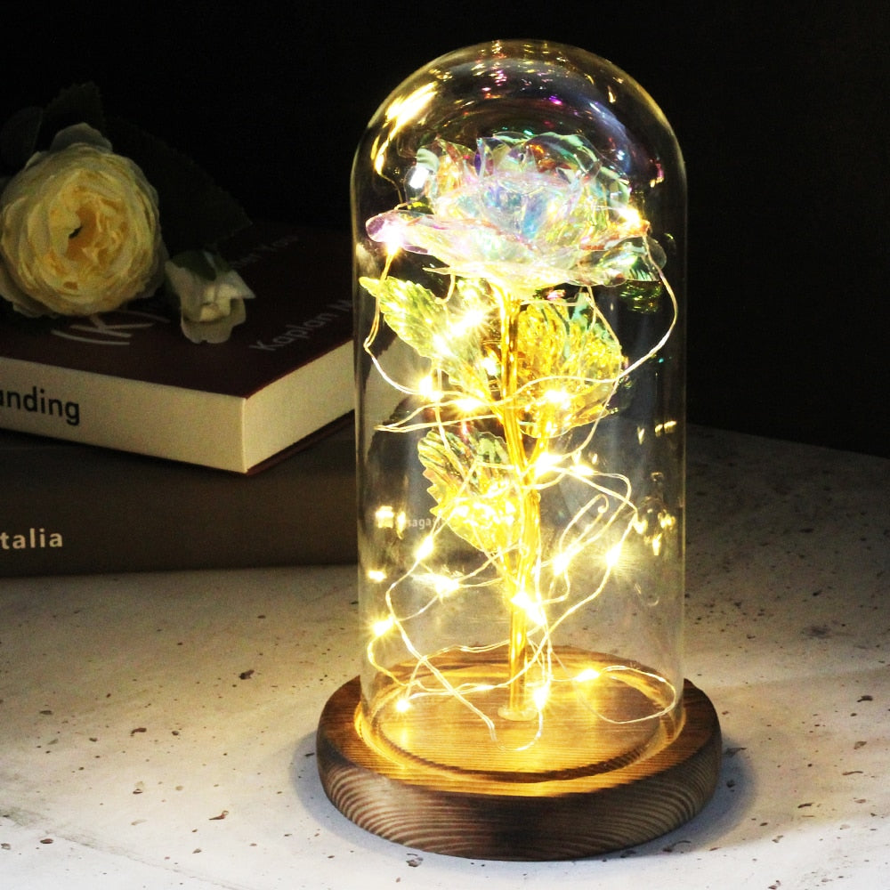 Artificial eternal rose LED light