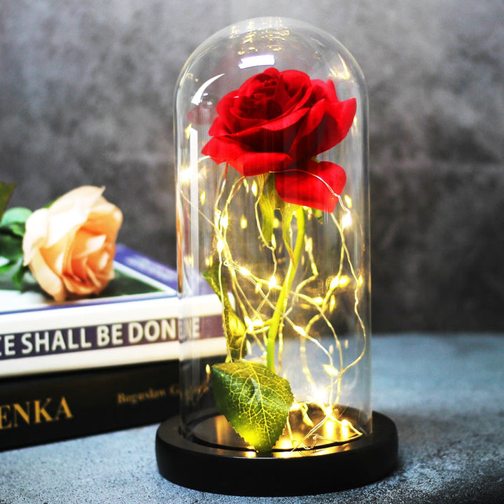 Artificial eternal rose LED light