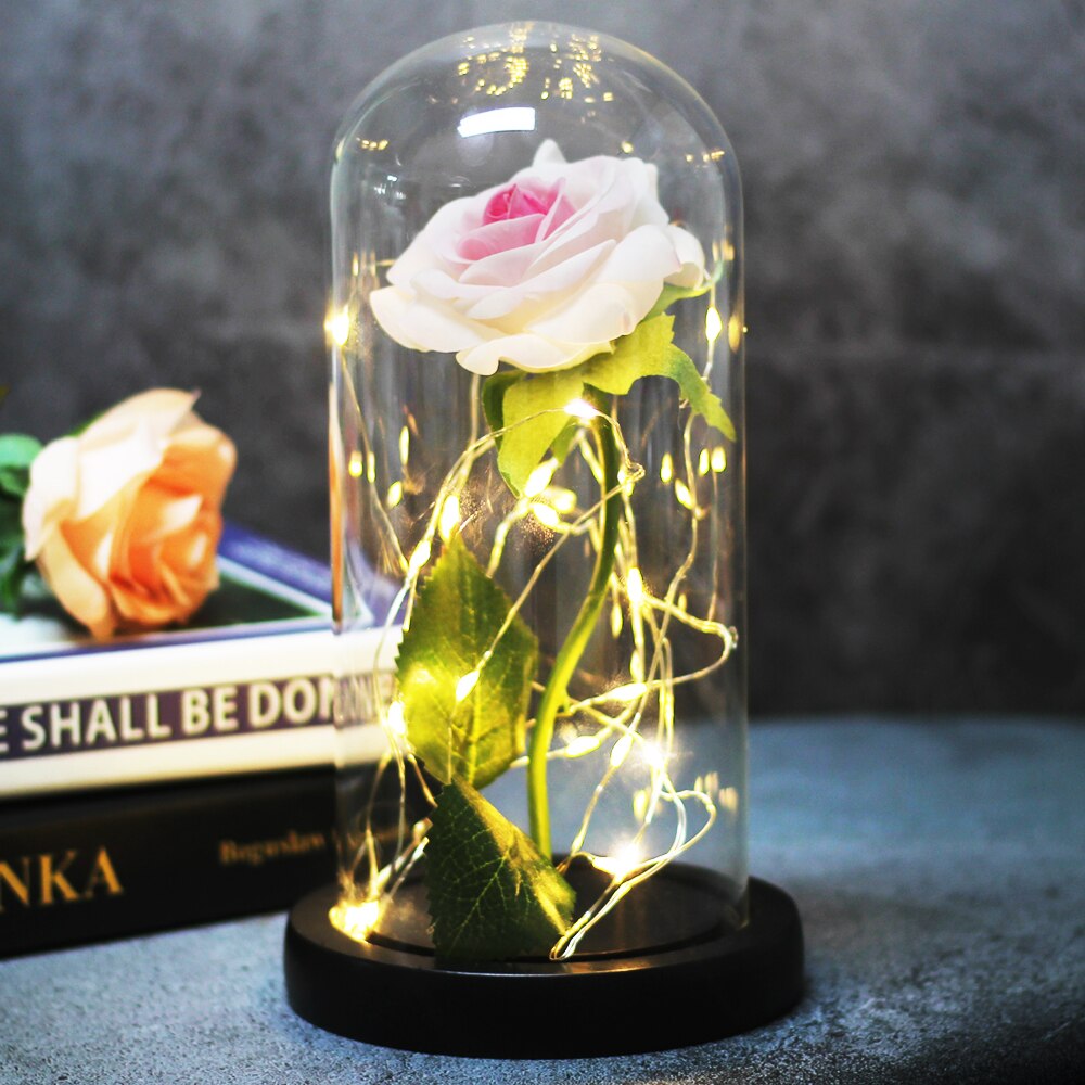 Artificial eternal rose LED light