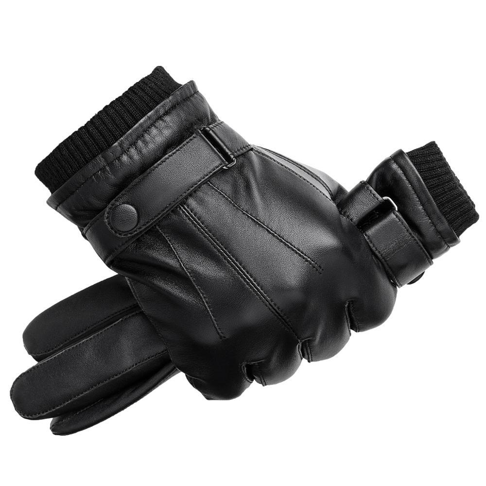 Herren Lederhandschuhe aus Kunstleder | Warme Handschuhe mit bequemer Passform und klassischem Design für Herbst und Winter