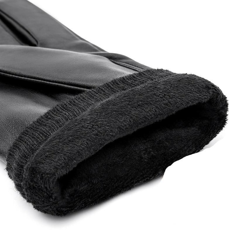 Herren Lederhandschuhe aus Kunstleder | Warme Handschuhe mit bequemer Passform und klassischem Design für Herbst und Winter