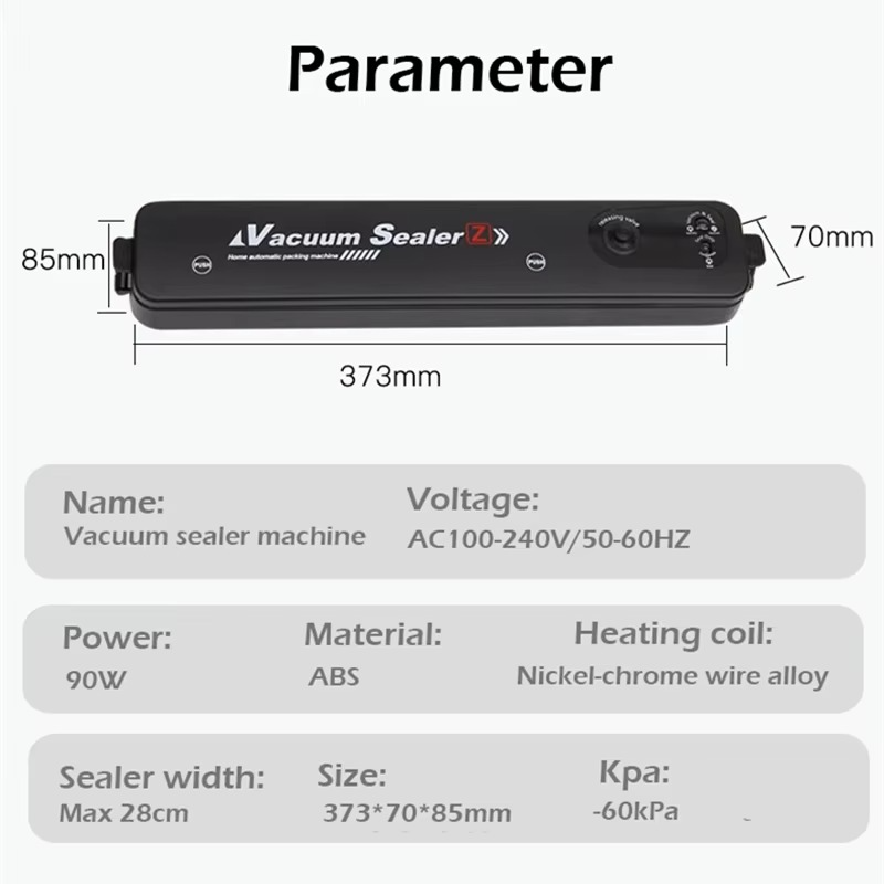 Vakuumierer mit One-Touch Bedienung | 90W, 60 kPa &amp; kompakt | Hält Lebensmittel länger frisch, schützt vor Gefrierbrand