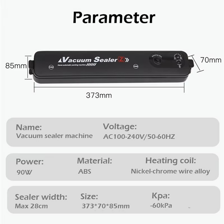 Vakuumierer mit One-Touch Bedienung | 90W, 60 kPa &amp; kompakt | Hält Lebensmittel länger frisch, schützt vor Gefrierbrand