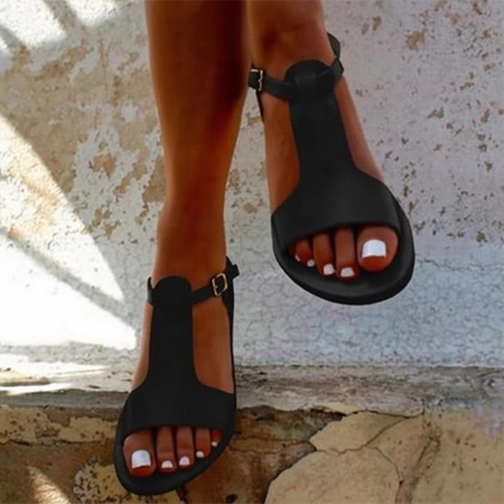 Damen flache Sandalen mit rutschfester Sohle | Klassische Sommersandalen für Alltag &amp; Feste | Bequemer Sitz