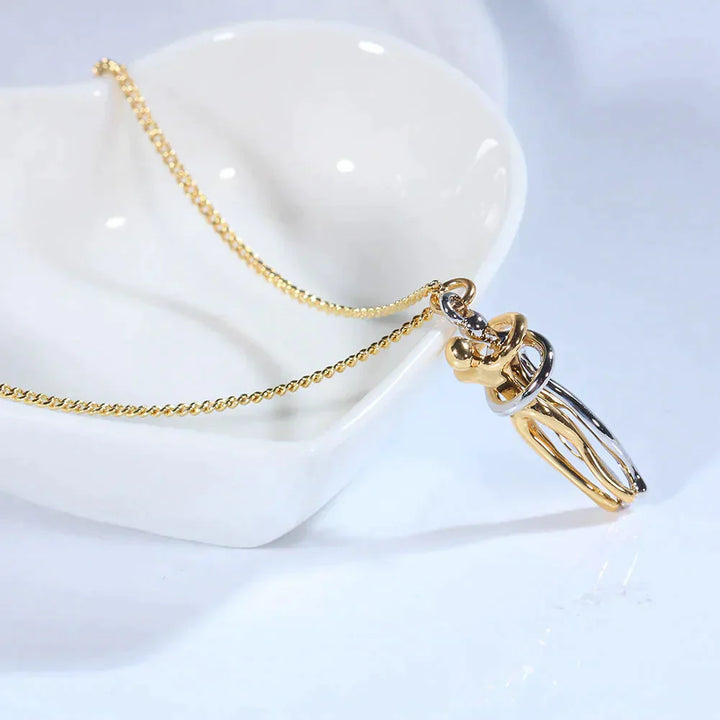 Umarmungs-Herz Anhänger Kette | Edelstahlkette mit Messing-Anhänger | Symbol für Liebe &amp; Verbundenheit | Geschenkidee