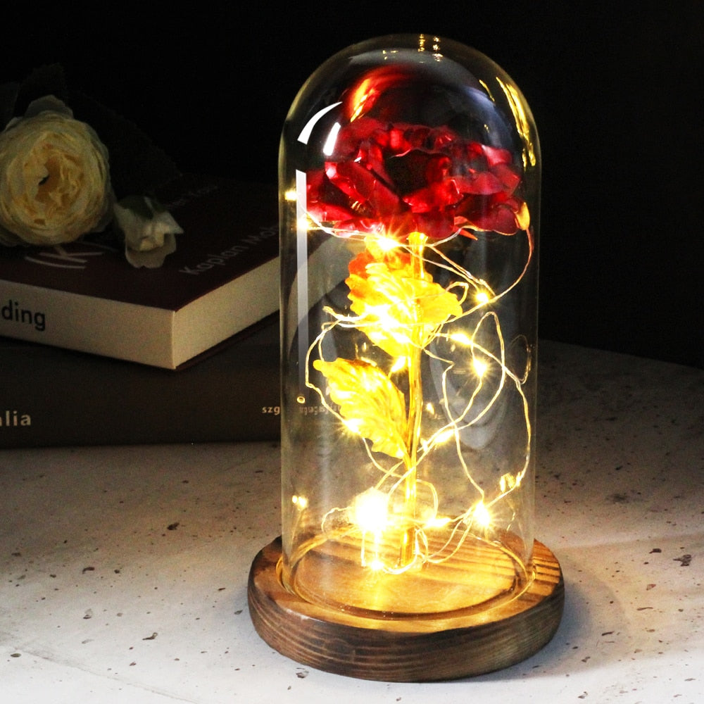 Artificial eternal rose LED light