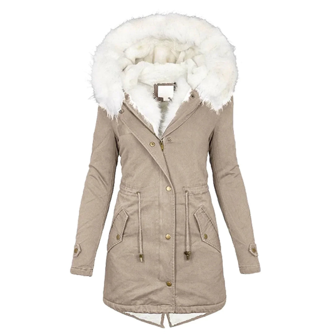 Damen Winterjacke mit Kapuze | Langarm Jacke mit gerader Silhouette und klarer Linienführung für vielseitige Winterlooks