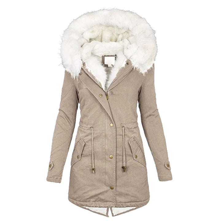 Damen Winterjacke mit Kapuze | Langarm Jacke mit gerader Silhouette und klarer Linienführung für vielseitige Winterlooks