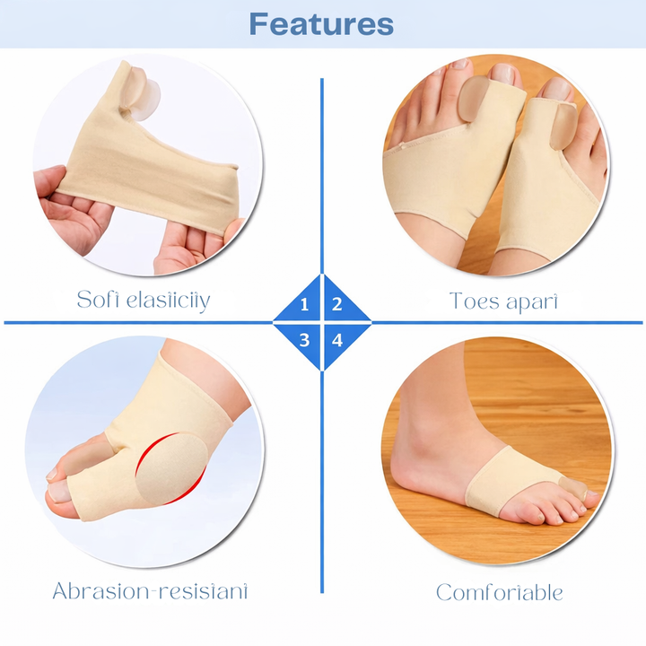 Hallux-Valgus-Zehenkorrektor | Gelpolster zur Druckentlastung, dünn und diskret im Schuh