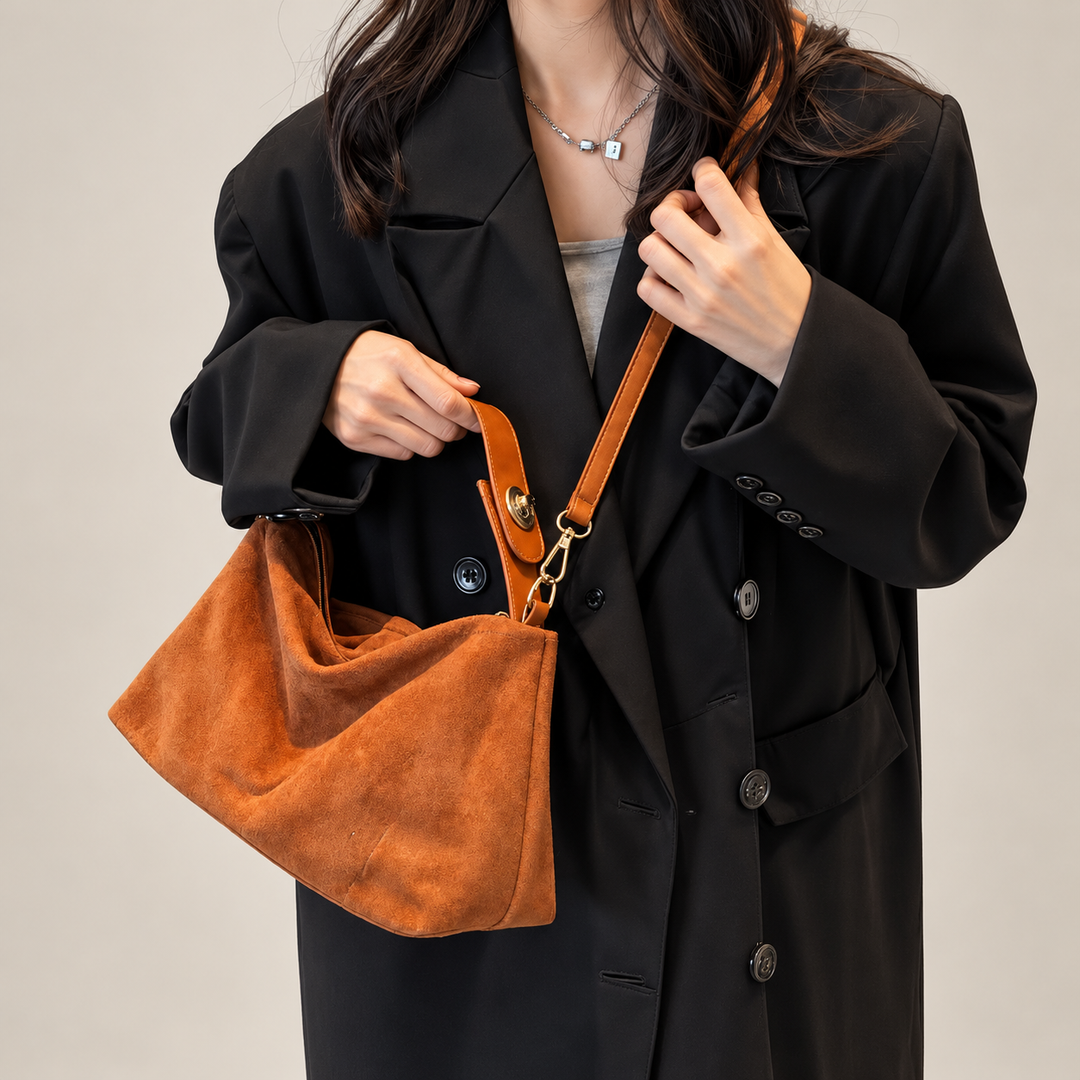 Damen Handtasche | Vintage Umhängetasche mit Reißverschluss, stabilem Tragegriff und kompaktem Design für Alltag und Freizeit