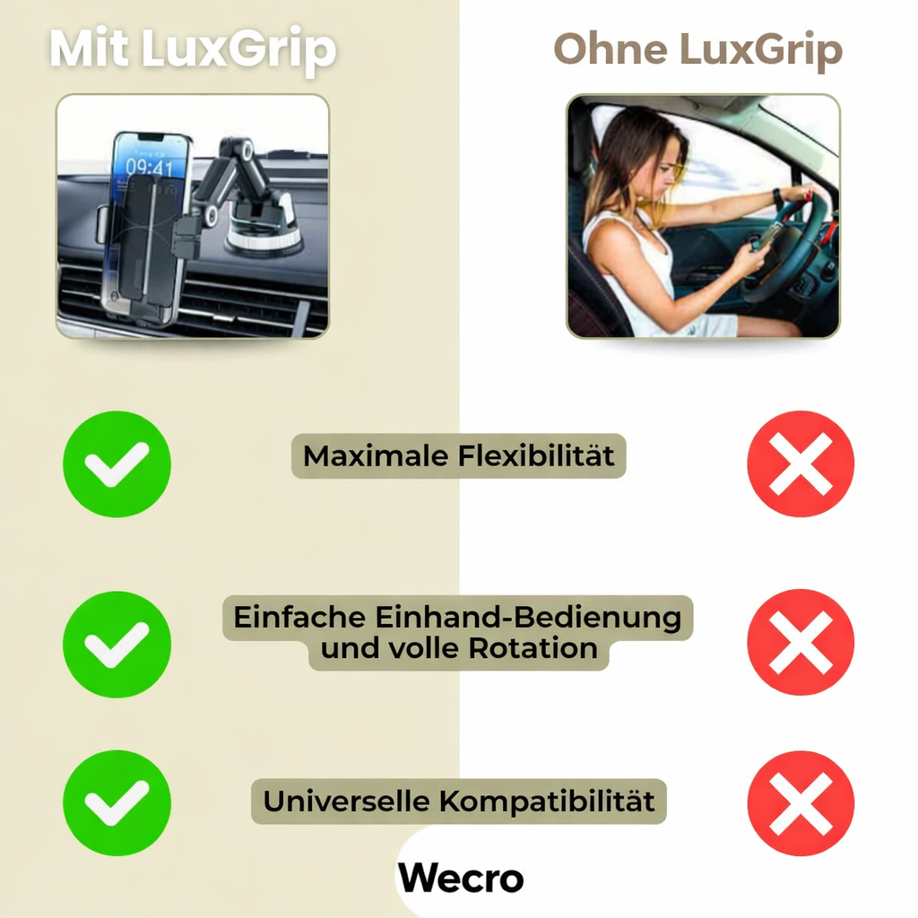 Handyhalterung Auto mit Saugnapf | 360° drehbare Smartphone-Halterung für Armaturenbrett und Windschutzscheibe