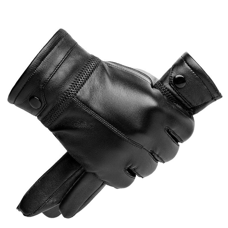 Herren Lederhandschuhe aus Kunstleder | Warme Handschuhe mit bequemer Passform und klassischem Design für Herbst und Winter