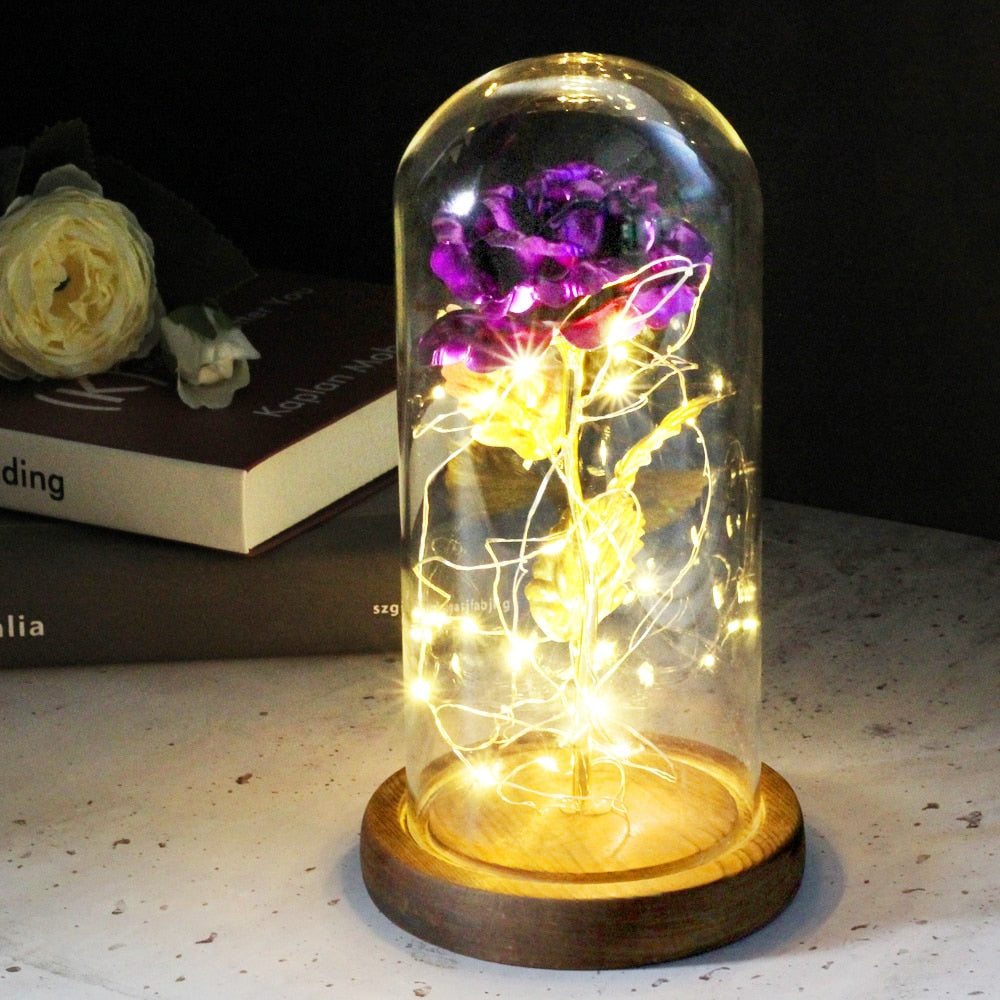 Artificial eternal rose LED light