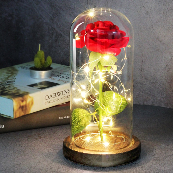 Artificial eternal rose LED light