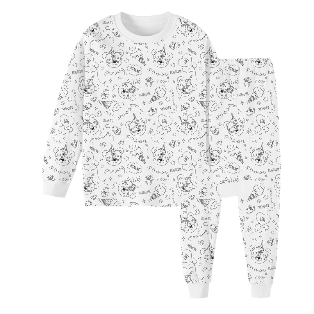 Children’s coloring pajama | Includes washable markers | Soft, breathable cotton | Reusable for ages 3–10