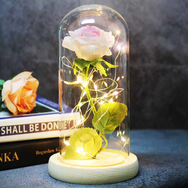 Artificial eternal rose LED light