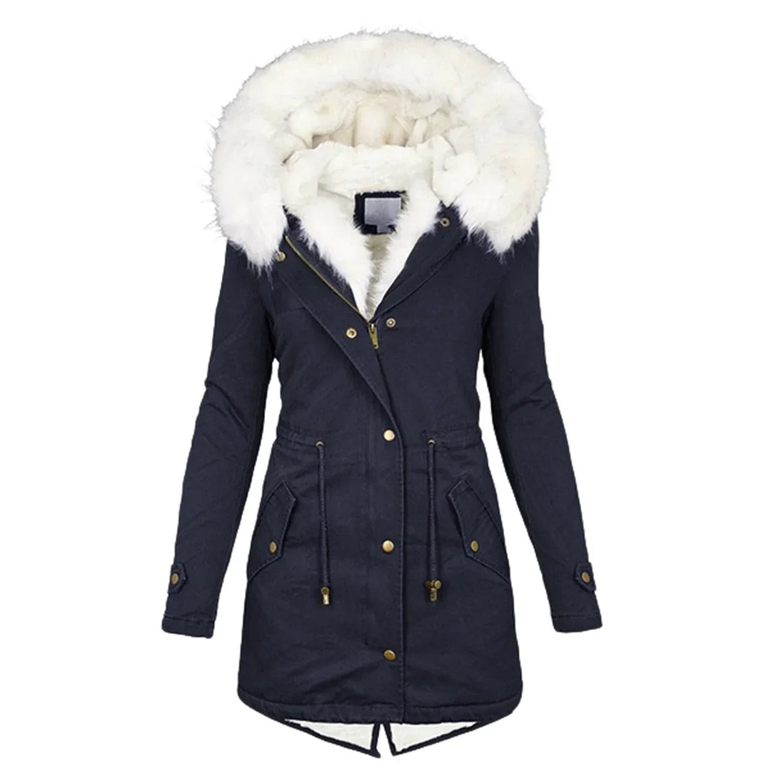 Damen Winterjacke mit Kapuze | Langarm Jacke mit gerader Silhouette und klarer Linienführung für vielseitige Winterlooks