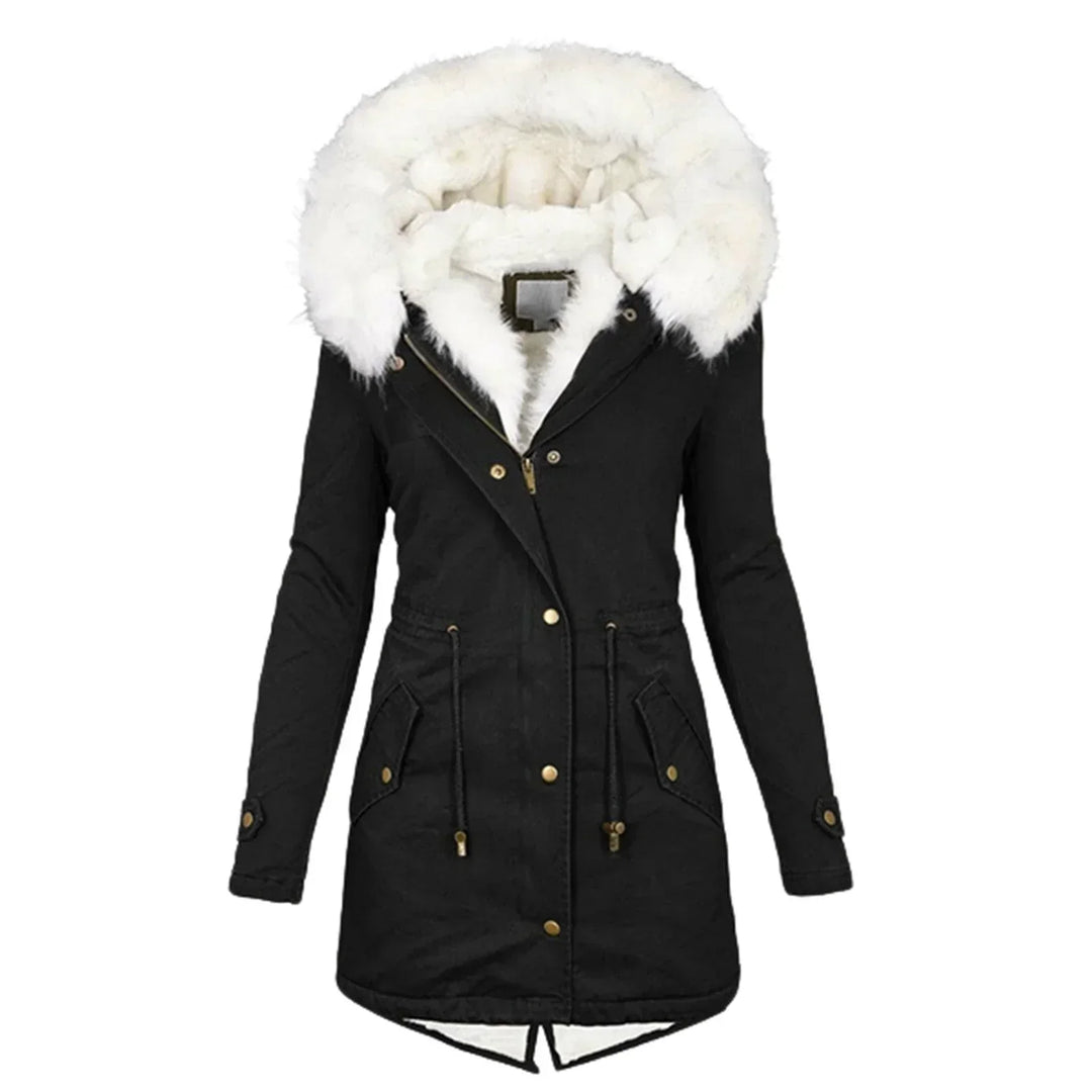 Damen Winterjacke mit Kapuze | Langarm Jacke mit gerader Silhouette und klarer Linienführung für vielseitige Winterlooks