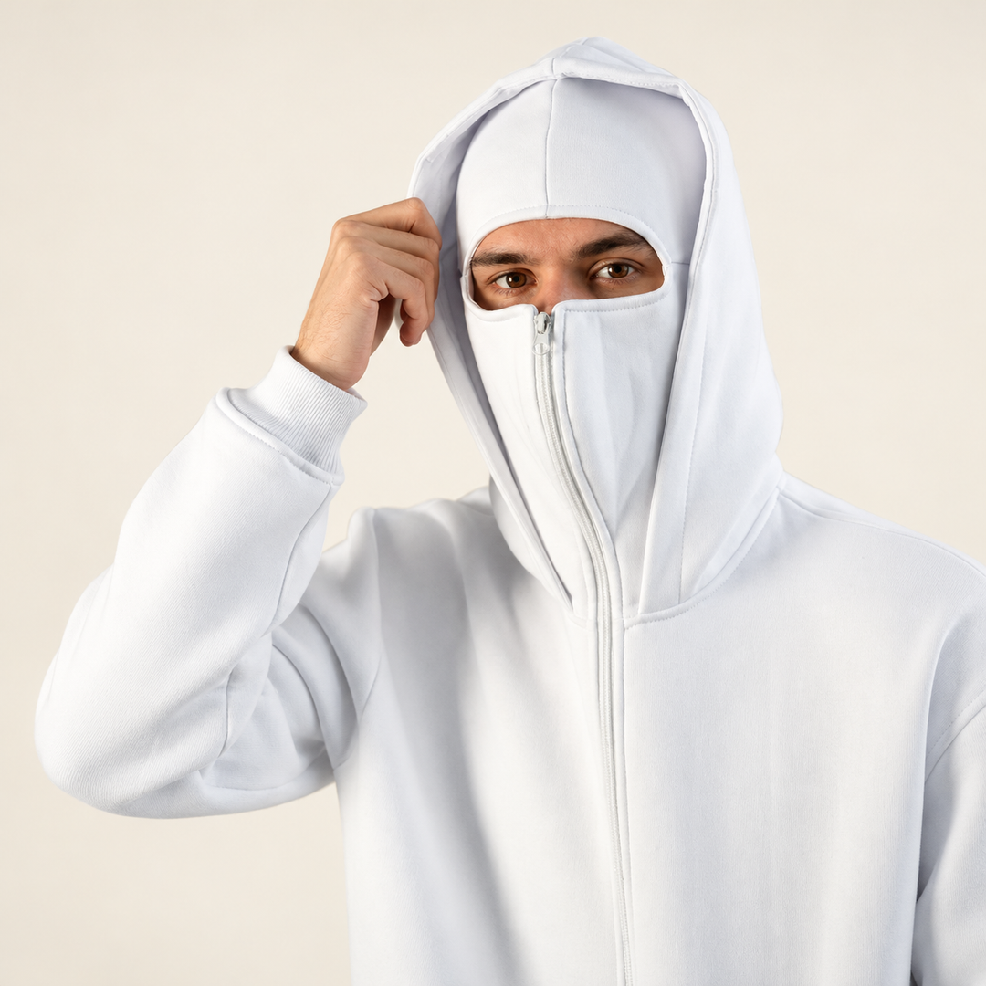 Balaclava Hoodie | Kapuzenpullover mit durchgehendem Reißverschluss und integrierter Gesichtsabdeckung für Streetwear und Alltag