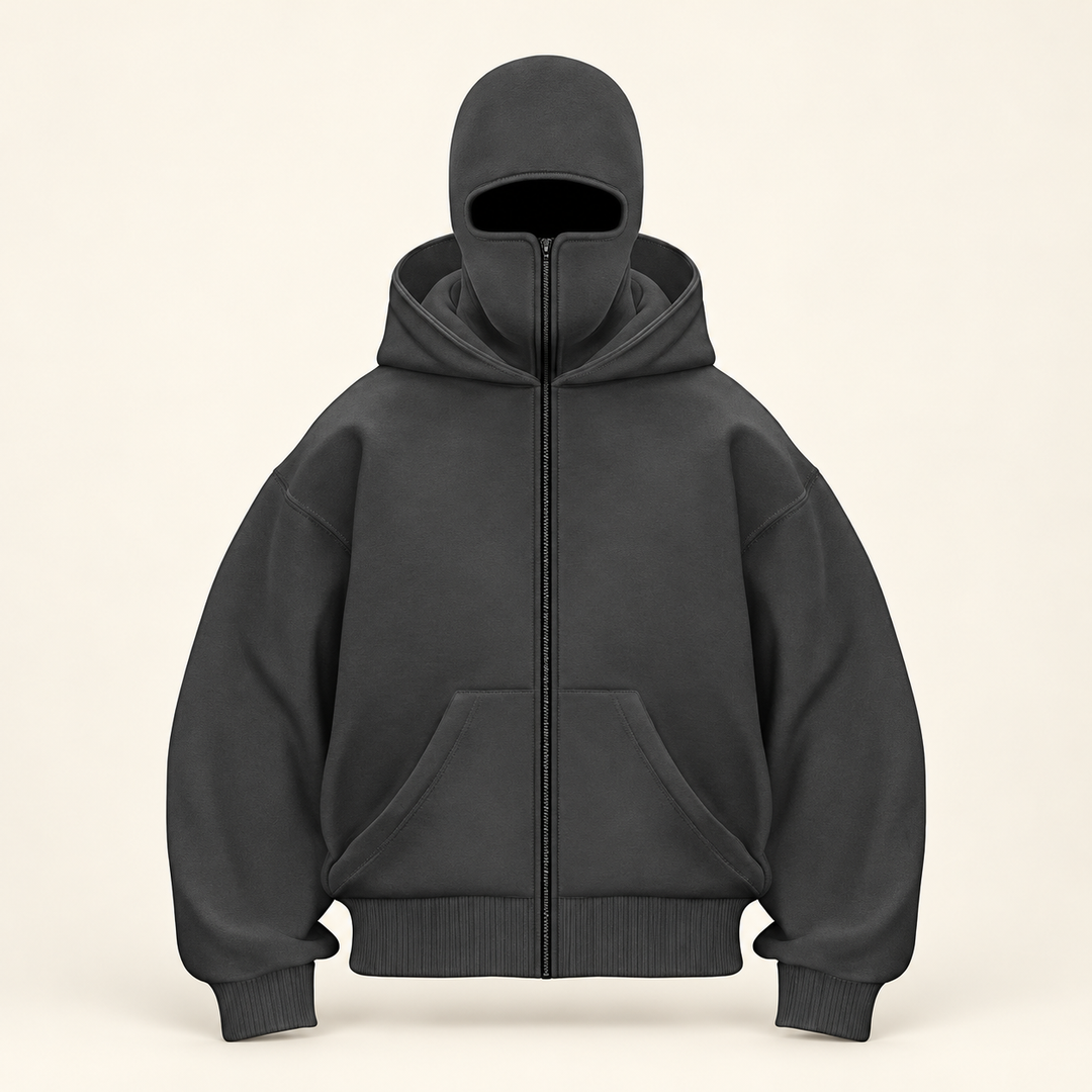 Balaclava Hoodie | Kapuzenpullover mit durchgehendem Reißverschluss und integrierter Gesichtsabdeckung für Streetwear und Alltag