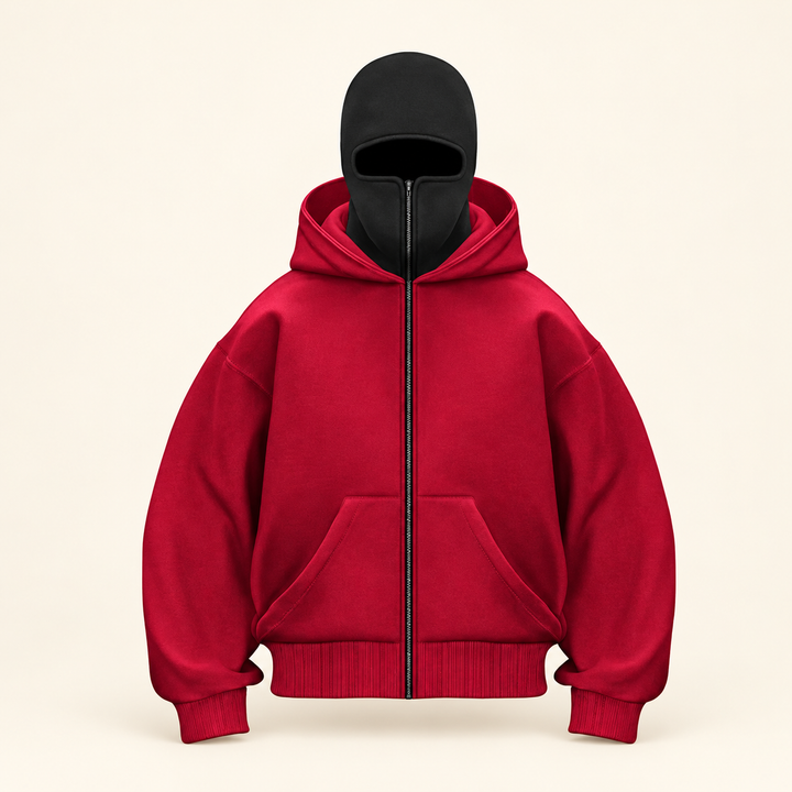 Balaclava Hoodie | Kapuzenpullover mit durchgehendem Reißverschluss und integrierter Gesichtsabdeckung für Streetwear und Alltag