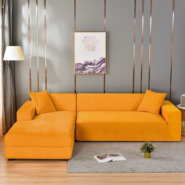 Elastischer Sofabezug aus Samt | Rundum-Schutz für Sofa &amp; Rahmen | Universal-Passform, weiches Samtgefühl, stilvolles Upgrade