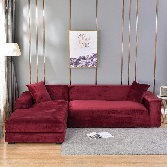 Elastischer Sofabezug aus Samt | Rundum-Schutz für Sofa &amp; Rahmen | Universal-Passform, weiches Samtgefühl, stilvolles Upgrade