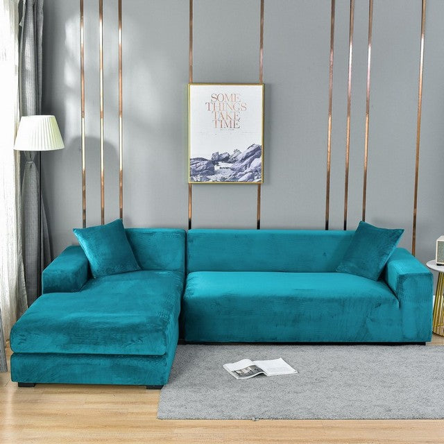 Elastischer Sofabezug aus Samt | Rundum-Schutz für Sofa &amp; Rahmen | Universal-Passform, weiches Samtgefühl, stilvolles Upgrade