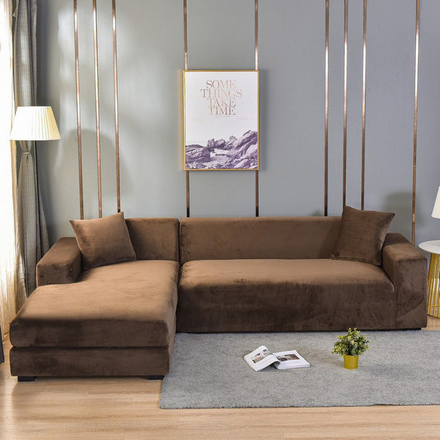 Elastischer Sofabezug aus Samt | Rundum-Schutz für Sofa &amp; Rahmen | Universal-Passform, weiches Samtgefühl, stilvolles Upgrade