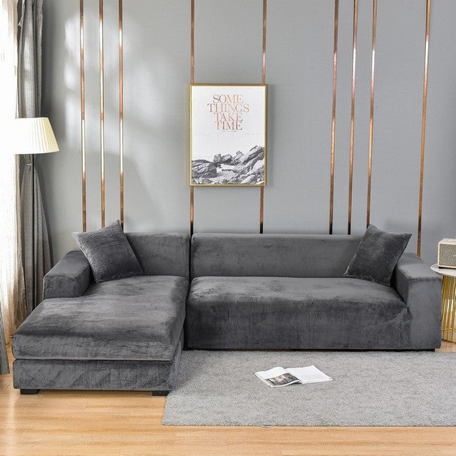 Elastischer Sofabezug aus Samt | Rundum-Schutz für Sofa &amp; Rahmen | Universal-Passform, weiches Samtgefühl, stilvolles Upgrade