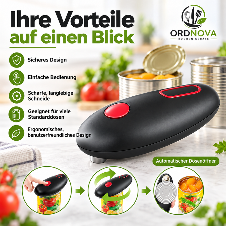 Elektrischer Dosenöffner mit Knopfdruck | Batteriebetriebener Dosenöffner mit glattem Schnitt und kompakter Bauweise | Ohne Kraftaufwand