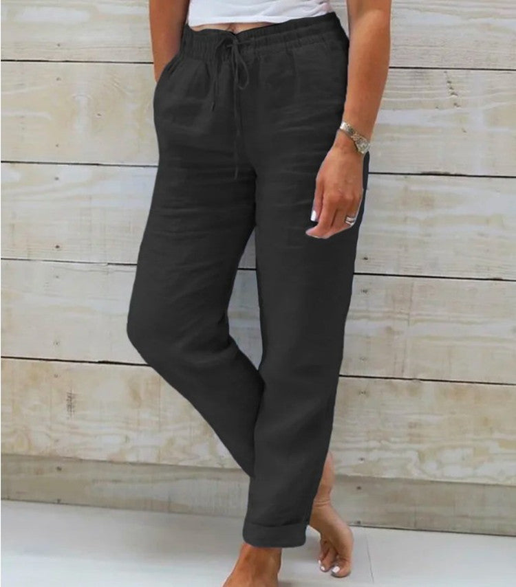 Pantalon décontracté à cordon pour femmes | Court