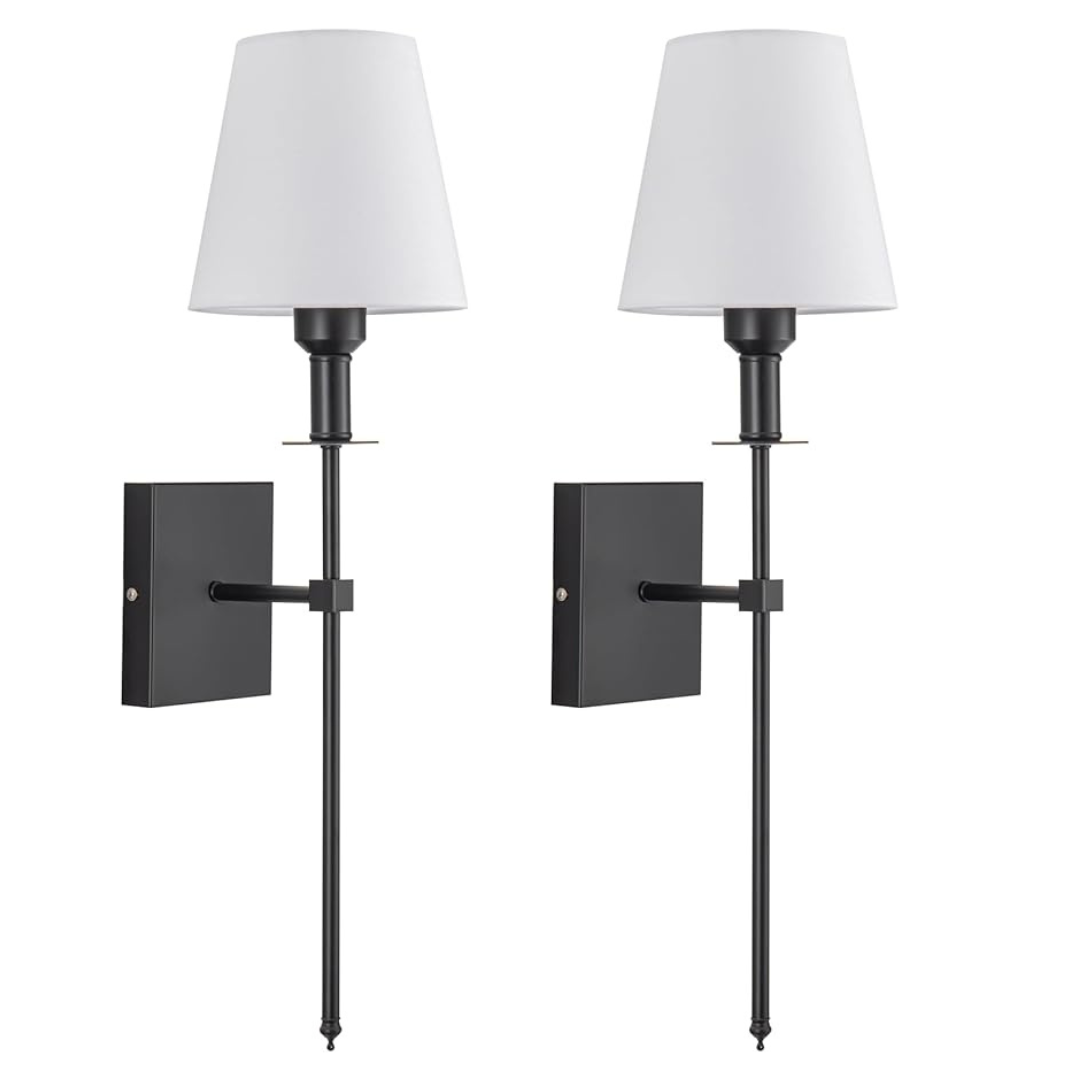 Kabellose, wiederaufladbare Wandleuchte mit Stoffschirm | USB-C | Bis zu 20 Std. Laufzeit | 3 Lichtmodi, dimmbar | 58×15 cm