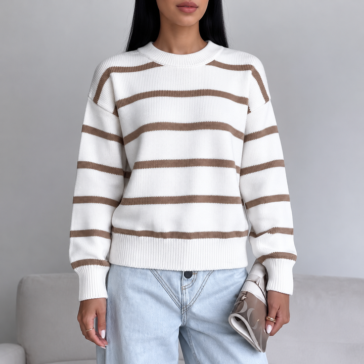 Damen Herbst Strickpullover mit feiner Strickstruktur | Bequemer Pullover im Regular Fit mit geradem Schnitt für Alltag und Büro