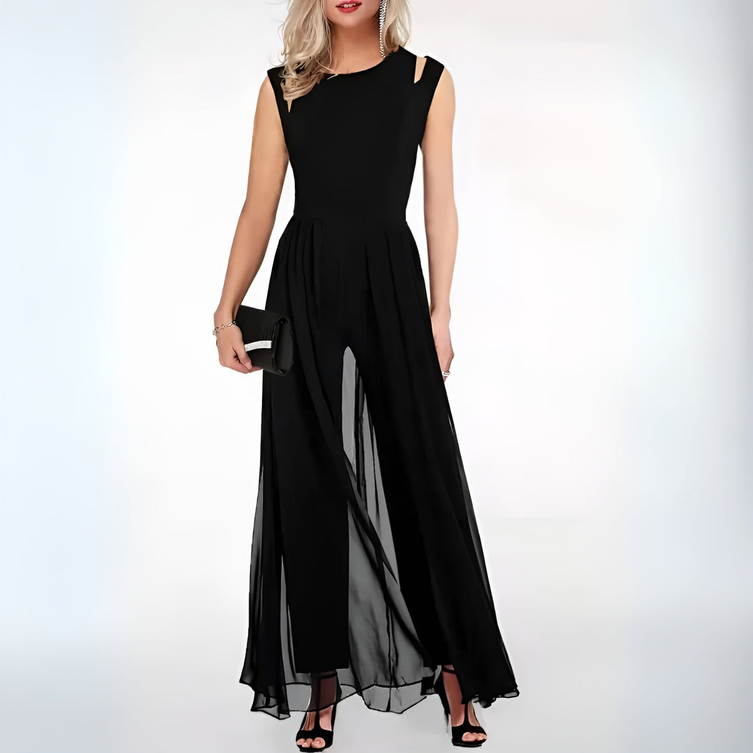 Damen Jumpsuit Ärmellos mit Weitem Bein | Luftiger Sommeroverall mit Fließender Passform | Elegant &amp; Vielseitig