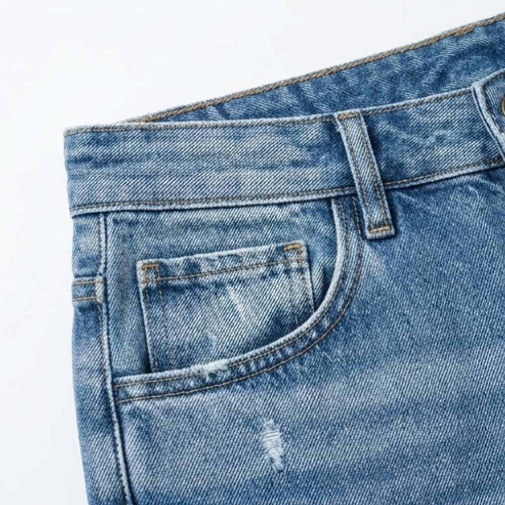 Damen Cropped Jeans | Retro-Jeans mit geradem Bein und Fransen