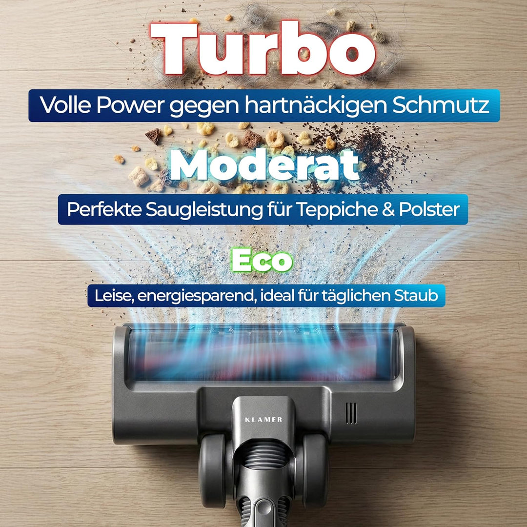 Akkustaubsauger 460 Watt | Kabelloser 2-in-1 Stielstaubsauger mit LED-Bodendüse und bis zu 60 Minuten Laufzeit