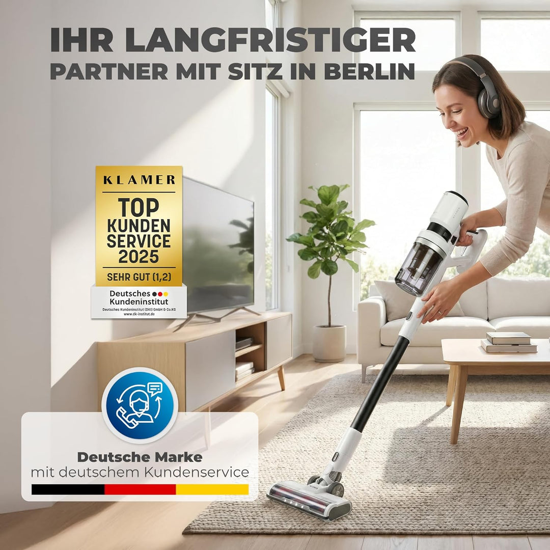 Akkustaubsauger 460 Watt | Kabelloser 2-in-1 Stielstaubsauger mit LED-Bodendüse und bis zu 60 Minuten Laufzeit