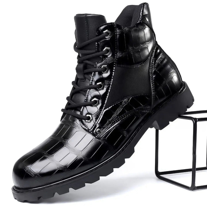 Herren Chelsea Boots in Kroko-Optik | Elegante Stiefeletten mit Gepolstertem Innenfutter | Robuste Freizeitschuhe für Alltag &amp; Business