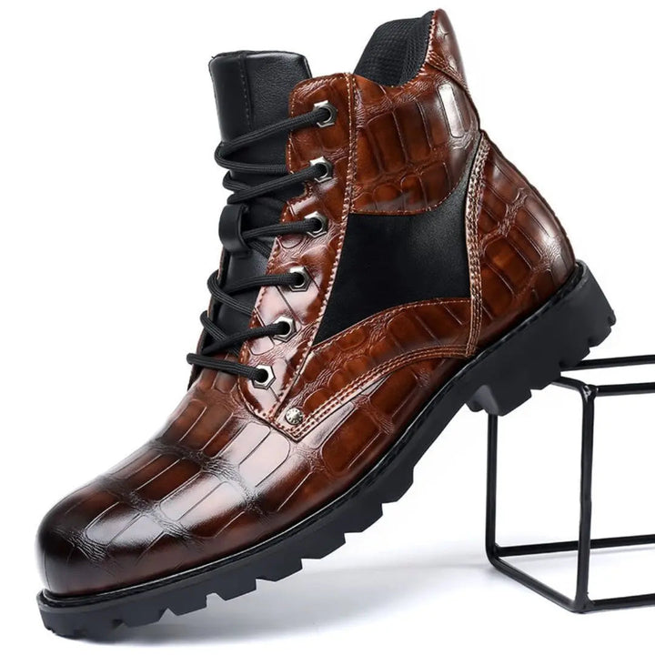 Herren Chelsea Boots in Kroko-Optik | Elegante Stiefeletten mit Gepolstertem Innenfutter | Robuste Freizeitschuhe für Alltag &amp; Business