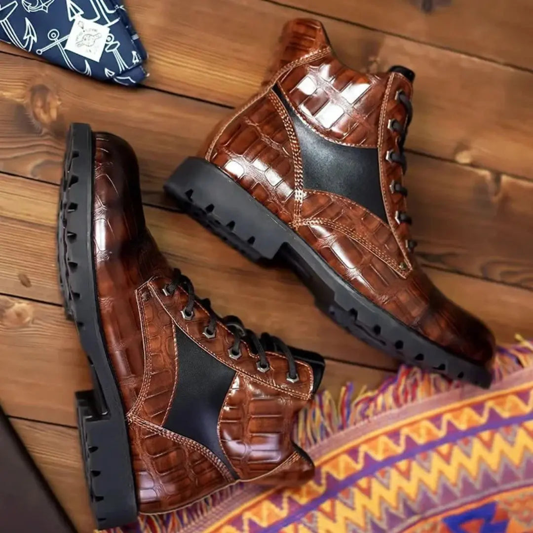 Herren Chelsea Boots in Kroko-Optik | Elegante Stiefeletten mit Gepolstertem Innenfutter | Robuste Freizeitschuhe für Alltag &amp; Business