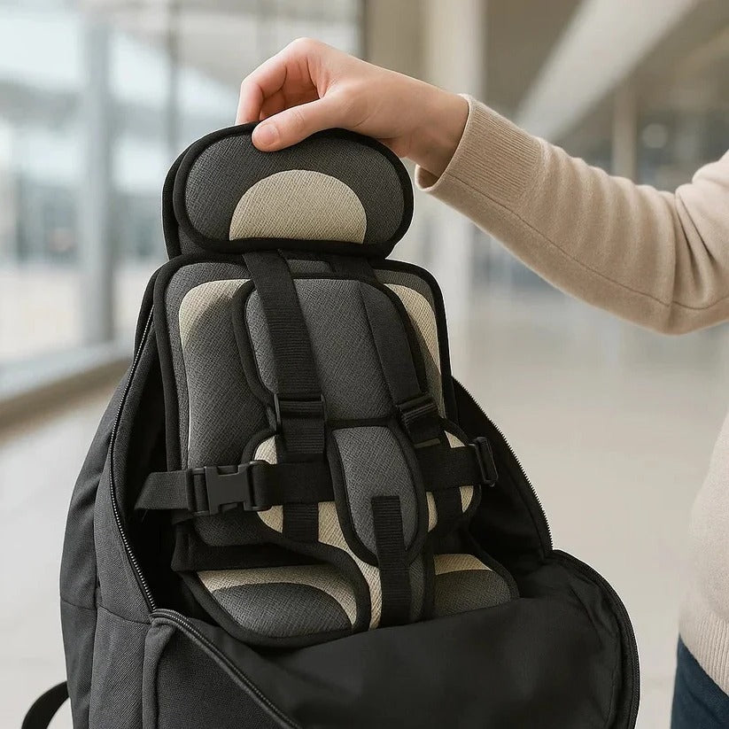 Kinder-Reisesitz | Faltbarer Kindersitz mit 5-Punkt-Gurt für Auto, Taxi und Mietwagen