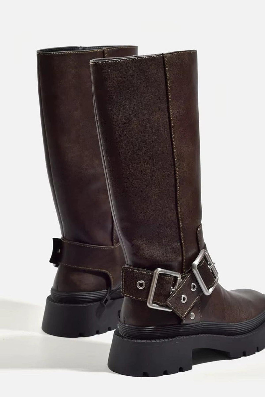 Damen Biker-Reitstiefel kniehoch | Robuste Stiefel mit ergonomischem Fußbett und strapazierfähiger Sohle | Größen 34–40